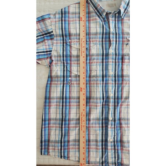 Columbia Men PFG Super Bonehead Multicolor Plaid Short Sleeve Camp Shirt Size XL - Picture 9 of 11